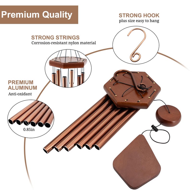 Howarmer Small Bronze Wind Chimes - 28 Inch Outdoor Tuned Melody, Sympathy Gift for Mom/Housewarming, Outside Decoration - Image 2